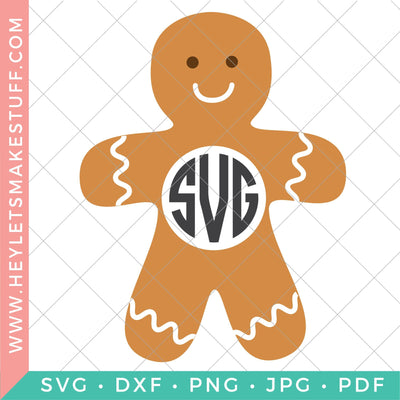 Gingerbread Man Monogram SVG Hey Let's Make Stuff 