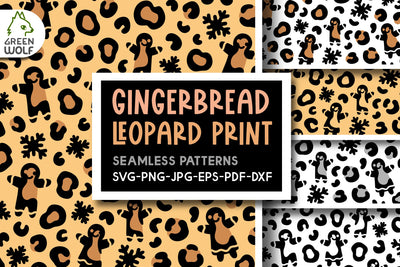 Gingerbread man pattern svg Christmas leopard print svg file for cricut Christmas patterns Leopard pattern Christmas digital paper Quirky decal svg SVG GreenWolf 