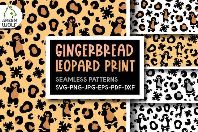 Gingerbread man pattern svg Christmas leopard print svg file for cricut Christmas patterns Leopard pattern Christmas digital paper Quirky decal svg SVG GreenWolf 