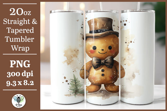 Gingerbread Man Tumbler Wrap Sublimation B Renee Design 