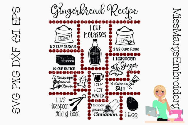 Gingerbread Recipe SVG MissMarysEmbroidery 