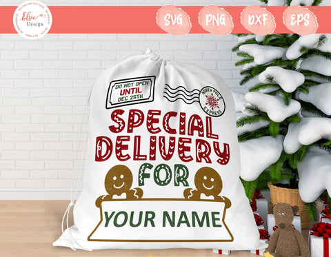 Gingerbread Santa Sack - SVG, PNG, DXF, EPS SVG Elsie Loves Design 