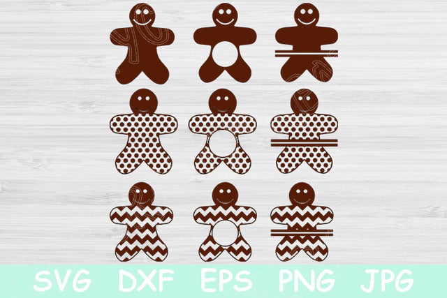 Gingerbread Svg, Christmas Svg Files. Split Chevron and Polka Dots Cut Files for Cricut and Silhouette. Ginger Bread Cookie Holiday Template SVG TiffsCraftyCreations 