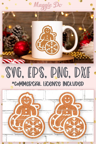 Gingerbread SVG Man in Wheelchair, and Gingerbread Woman SVG Maggie Do Design 