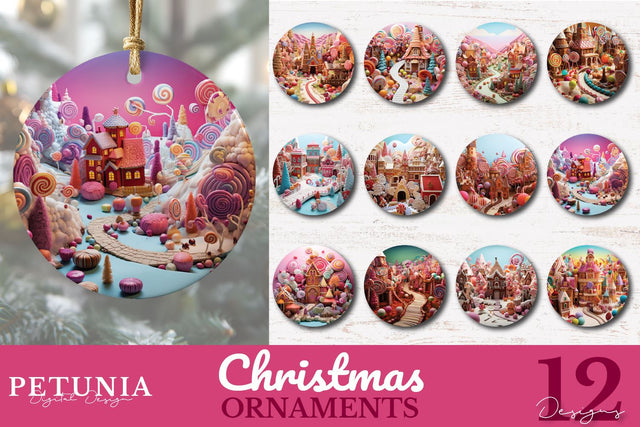 Gingerbread Village | Christmas Ornaments Sublimation Sublimation Petunia Digital Design 