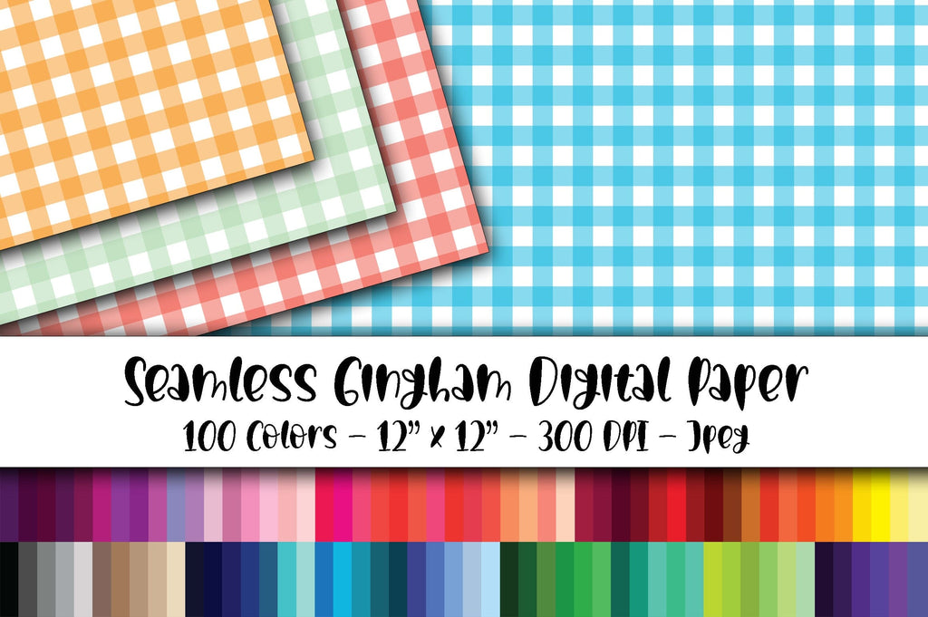 Gingham Digital Paper - 100 Seamless Digital Files - So Fontsy