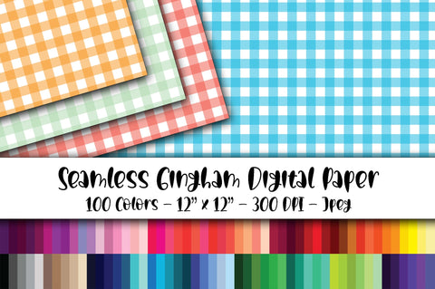 Gingham Digital Paper - 100 Seamless Digital Files Digital Pattern Old Market 