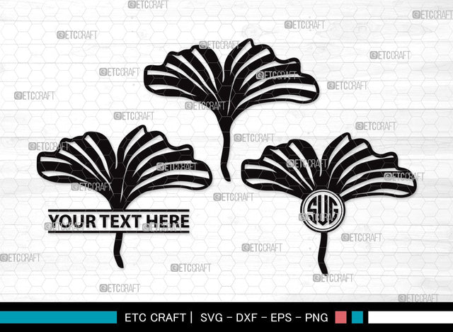 Ginkgo Leaves Monogram SVG | Ginkgo Leaf Svg | Ginko Biloba Svg | Plants Svg | Autumn Leaf SVG | Ginkgo Leaves Clipart SVG ETC Craft 