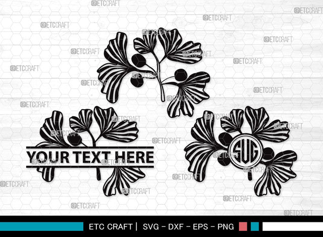 Ginkgo Leaves Monogram SVG | Ginkgo Leaf Svg | Ginko Biloba Svg | Plants Svg | Autumn Leaf SVG | Ginkgo Leaves Clipart SVG ETC Craft 