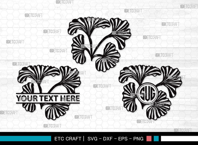 Ginkgo Leaves Monogram SVG | Ginkgo Leaf Svg | Ginko Biloba Svg | Plants Svg | Autumn Leaf SVG | Ginkgo Leaves Clipart SVG ETC Craft 