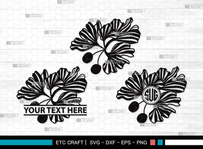 Ginkgo Leaves Monogram SVG | Ginkgo Leaf Svg | Ginko Biloba Svg | Plants Svg | Autumn Leaf SVG | Ginkgo Leaves Clipart SVG ETC Craft 