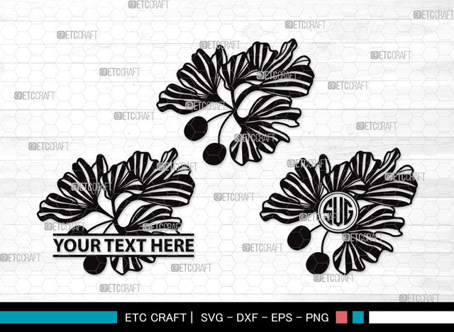 Ginkgo Leaves Monogram SVG | Ginkgo Leaf Svg | Ginko Biloba Svg | Plants Svg | Autumn Leaf SVG | Ginkgo Leaves Clipart SVG ETC Craft 