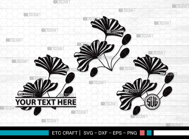 Ginkgo Leaves Monogram SVG | Ginkgo Leaf Svg | Ginko Biloba Svg | Plants Svg | Autumn Leaf SVG | Ginkgo Leaves Clipart SVG ETC Craft 
