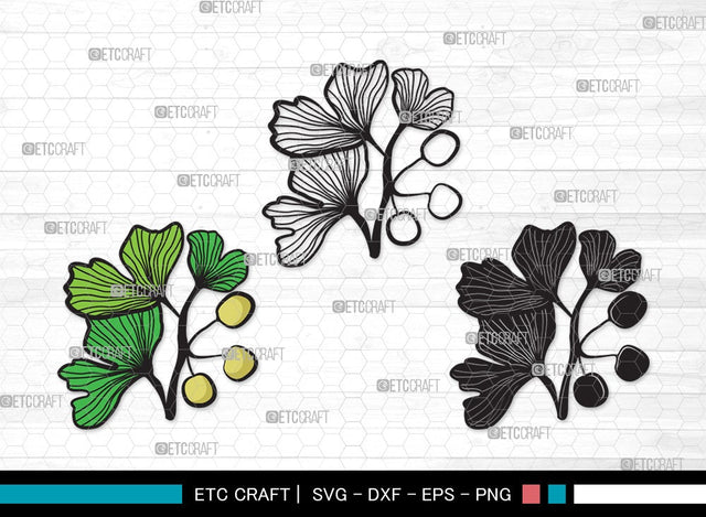 Ginkgo Leaves SVG | Ginkgo Leaf Svg | Ginko Biloba Svg | Plants Svg | Autumn Leaf SVG | Ginkgo Leaves Clipart SVG ETC Craft 