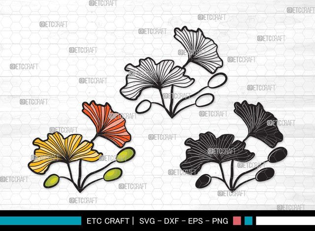 Ginkgo Leaves SVG | Ginkgo Leaf Svg | Ginko Biloba Svg | Plants Svg | Autumn Leaf SVG | Ginkgo Leaves Clipart SVG ETC Craft 