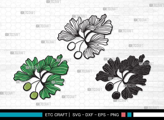 Ginkgo Leaves SVG | Ginkgo Leaf Svg | Ginko Biloba Svg | Plants Svg | Autumn Leaf SVG | Ginkgo Leaves Clipart SVG ETC Craft 