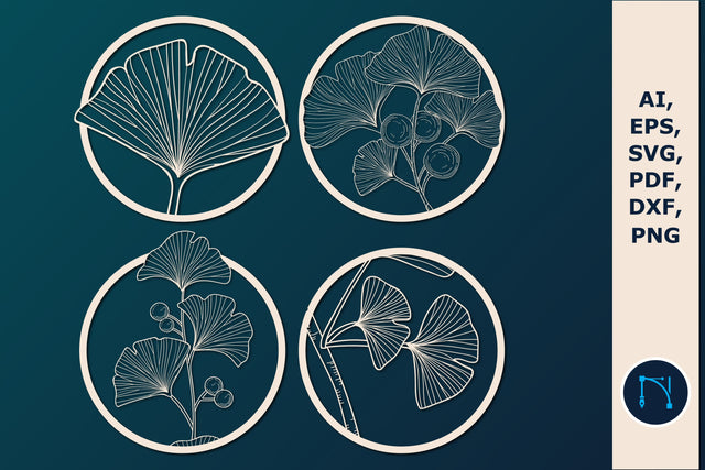 Ginkgo round wall decor bundle SVG SVG MD JOYNAL ABDIN 