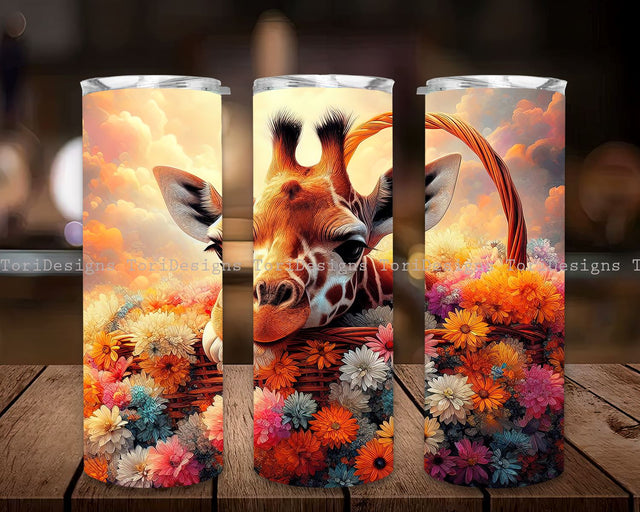 Giraffe 20 oz Skinny Tumbler Sublimation, Giraffe Tumbler Wrap PNG, Giraffe Tumbler Design, Instant Digital Download PNG Sublimation ToriDesigns 