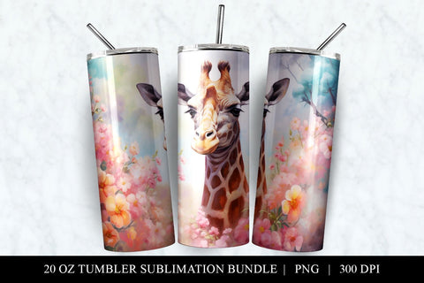 Giraffe 20 oz Skinny Tumbler Sublimation PNG Sublimation BijouBay 
