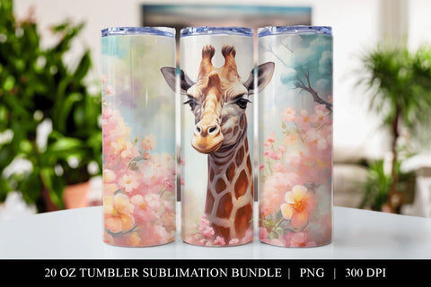Giraffe 20 oz Skinny Tumbler Sublimation PNG Sublimation BijouBay 