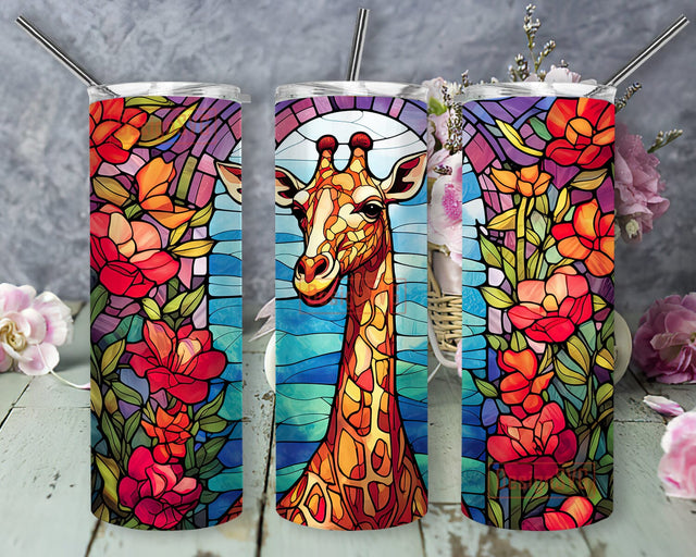 Giraffe 20oz Skinny Tumbler Png, Giraffe Flowers Tumbler, Cute Animal Tumbler, Giraffe Watercolor Tumbler, Giraffe Floral Tumbler, Colorful Giraffe Tumbler Sublimation DesignSVG 