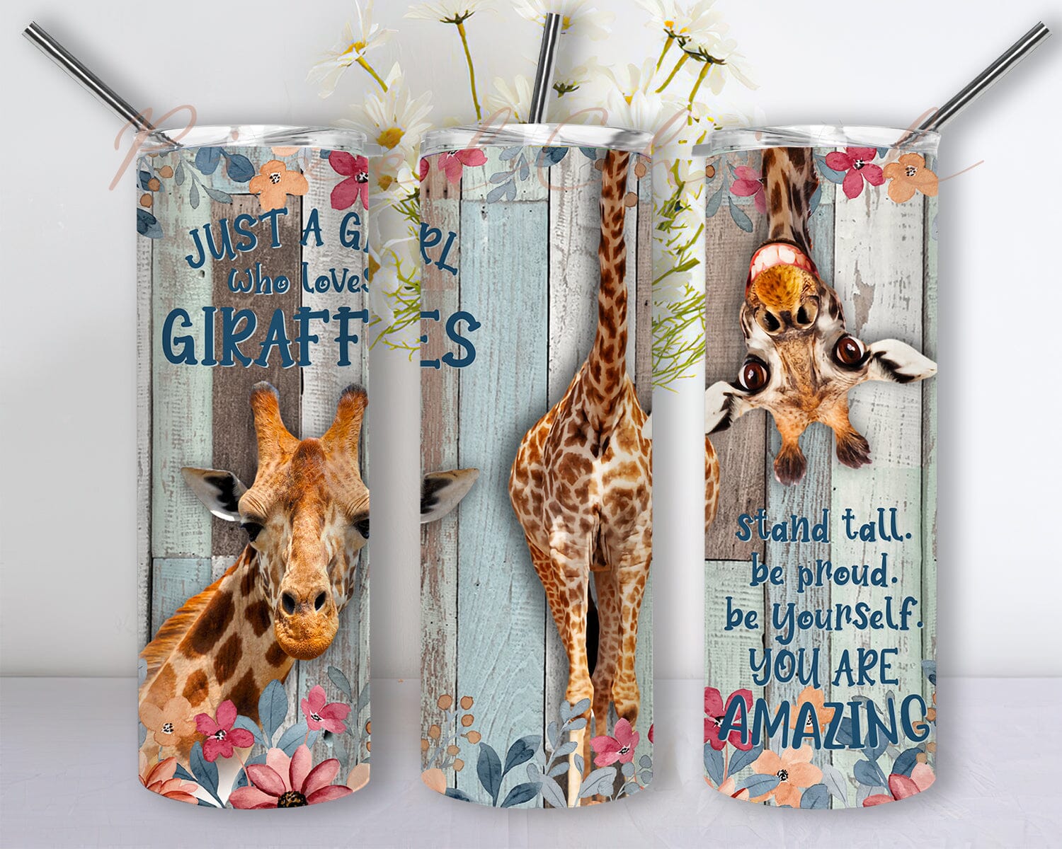 Personalized Giraffe Tumbler Funny Leather Drawing