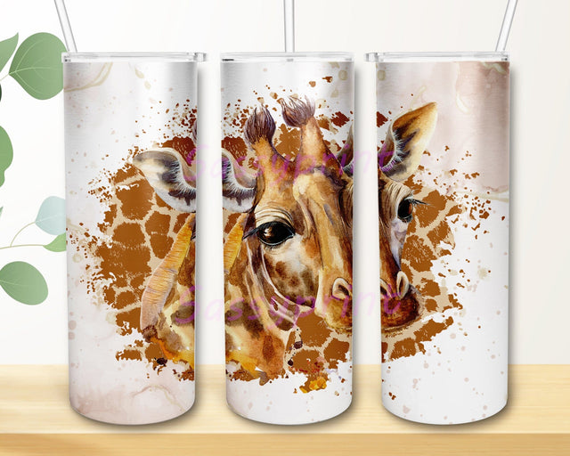 Giraffe Animal Face Savannah Wild Animal 20oz Skinny Tumbler Png, Giraffe Face Tumbler Png, Giraffe Tumbler, Giraffe Watercolor Tumbler Sublimation sassyprint 