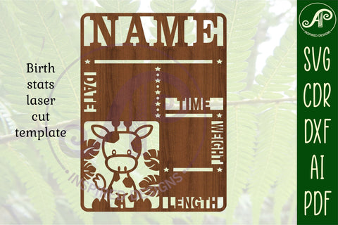 Giraffe Baby stats, Birth plaque, announcement sign SVG cut file SVG APInspireddesigns 