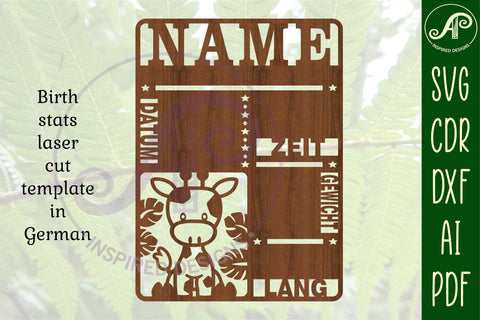 Giraffe Baby stats, Birth plaque, announcement sign SVG cut file SVG APInspireddesigns 
