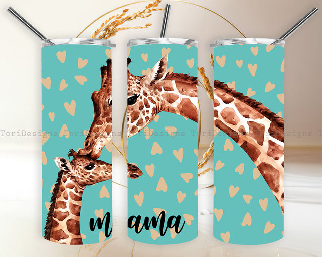 Giraffe Giraffes Mother and Baby 20oz Skinny Tumbler Wrap Sublimation ToriDesigns 
