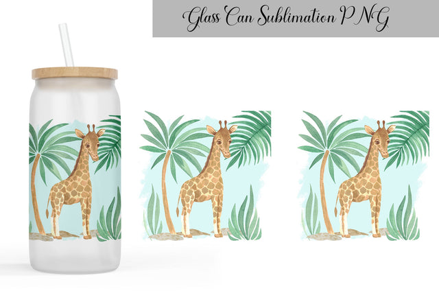 Giraffe Glass Can Wrap Sublimation WatercolorColorDream 
