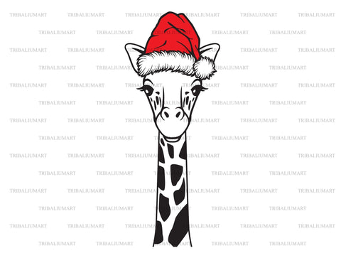 Giraffe Head and Santa Hat SVG TribaliumArtSF 