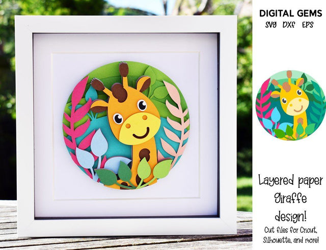 Giraffe, layered paper SVG cut file design. SVG Digital Gems 