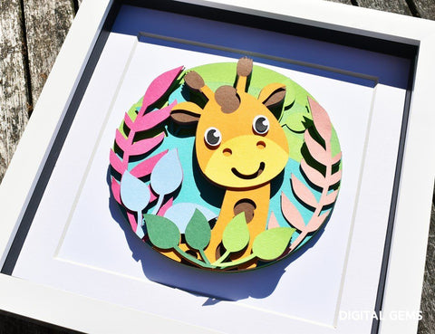 Giraffe, layered paper SVG cut file design. SVG Digital Gems 