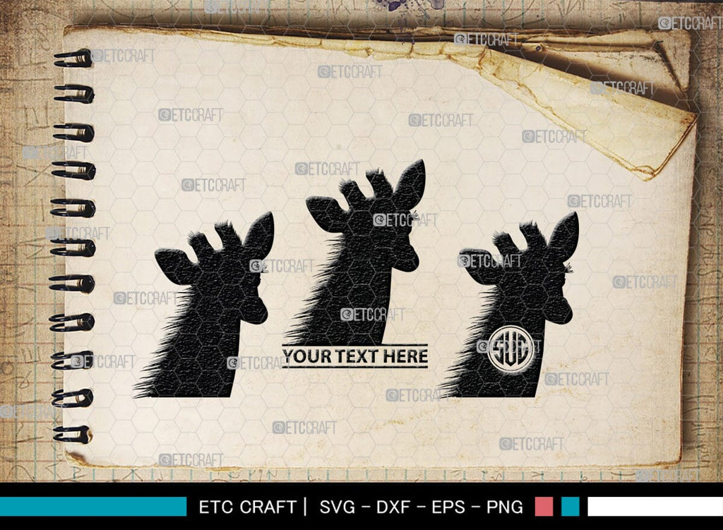 Giraffe Monogram, Giraffe Silhouette, Giraffe SVG, Camelopard Svg ...
