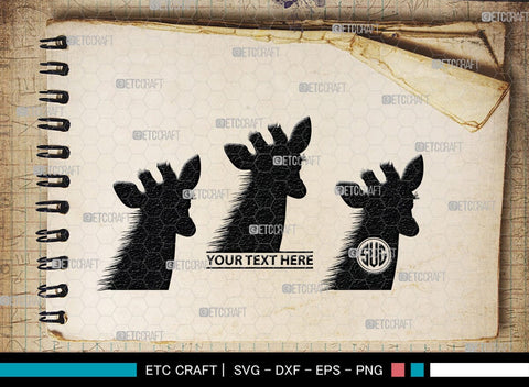 Giraffe Monogram, Giraffe Silhouette, Giraffe SVG, Camelopard Svg, Safari Animals Svg, Wildlife Svg, SB00270 SVG ETC Craft 