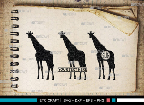 Giraffe Monogram, Giraffe Silhouette, Giraffe SVG, Camelopard Svg, Safari Animals Svg, Wildlife Svg, SB00270 SVG ETC Craft 