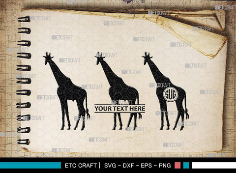 Giraffe Monogram, Giraffe Silhouette, Giraffe SVG, Camelopard Svg, Safari Animals Svg, Wildlife Svg, SB00270 SVG ETC Craft 