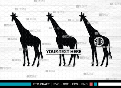 Giraffe Monogram, Giraffe Silhouette, Giraffe SVG, Camelopard Svg, Safari Animals Svg, Wildlife Svg, SB00270 SVG ETC Craft 