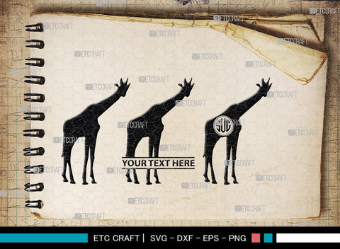Giraffe Monogram, Giraffe Silhouette, Giraffe SVG, Camelopard Svg, Safari Animals Svg, Wildlife Svg, SB00270 SVG ETC Craft 
