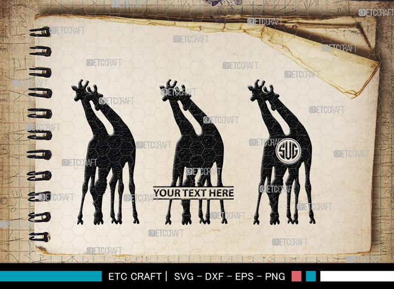 Giraffe Monogram, Giraffe Silhouette, Giraffe SVG, Camelopard Svg ...