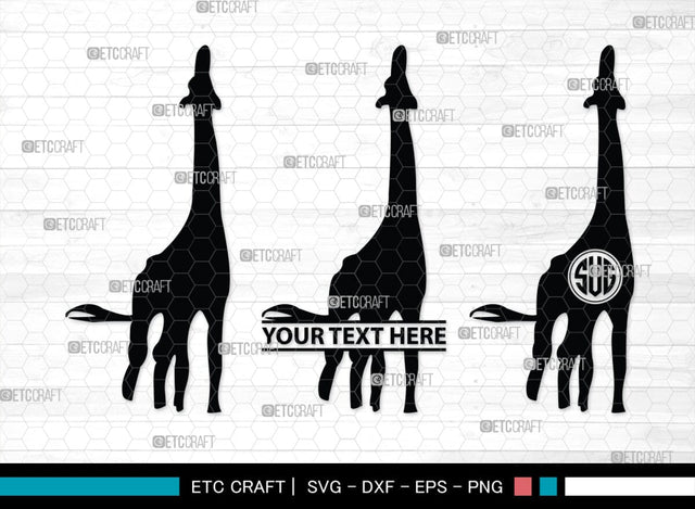 Giraffe Monogram, Giraffe Silhouette, Giraffe SVG, Camelopard Svg, Safari Animals Svg, Wildlife Svg, SB00270 SVG ETC Craft 