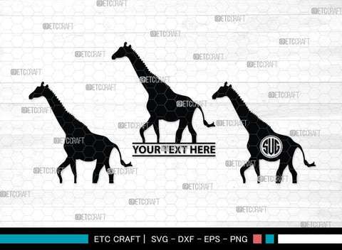 Giraffe Monogram, Giraffe Silhouette, Giraffe SVG, Camelopard Svg, Safari Animals Svg, Wildlife Svg, SB00270 SVG ETC Craft 