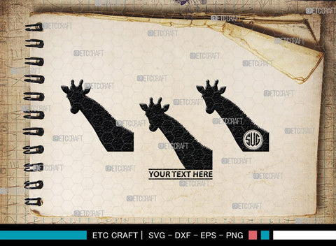 Giraffe Monogram, Giraffe Silhouette, Giraffe SVG, Camelopard Svg, Safari Animals Svg, Wildlife Svg, SB00270 SVG ETC Craft 