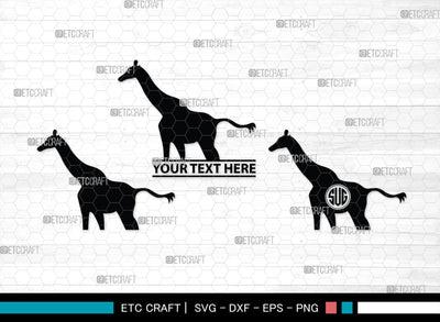Giraffe Monogram, Giraffe Silhouette, Giraffe SVG, Camelopard Svg, Safari Animals Svg, Wildlife Svg, SB00270 SVG ETC Craft 
