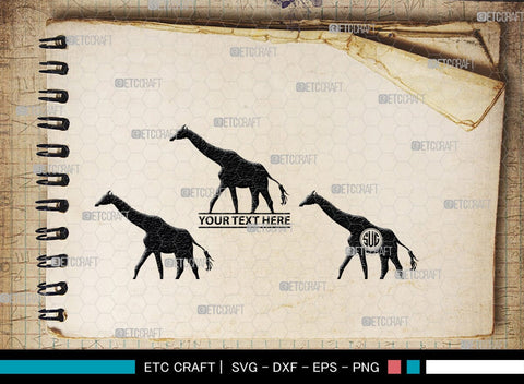 Giraffe Monogram, Giraffe Silhouette, Giraffe SVG, Camelopard Svg, Safari Animals Svg, Wildlife Svg, SB00270 SVG ETC Craft 