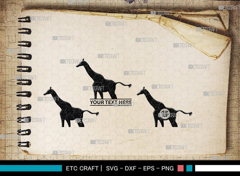 Giraffe Monogram, Giraffe Silhouette, Giraffe SVG, Camelopard Svg, Safari Animals Svg, Wildlife Svg, SB00270 SVG ETC Craft 