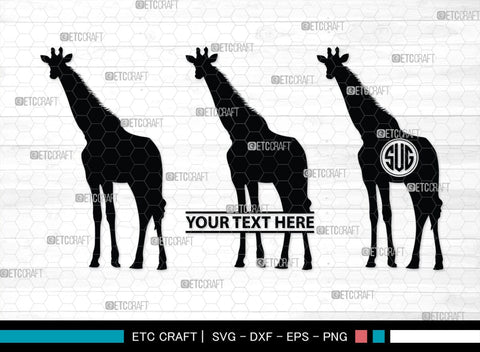 Giraffe Monogram, Giraffe Silhouette, Giraffe SVG, Camelopard Svg, Safari Animals Svg, Wildlife Svg, SB00270 SVG ETC Craft 