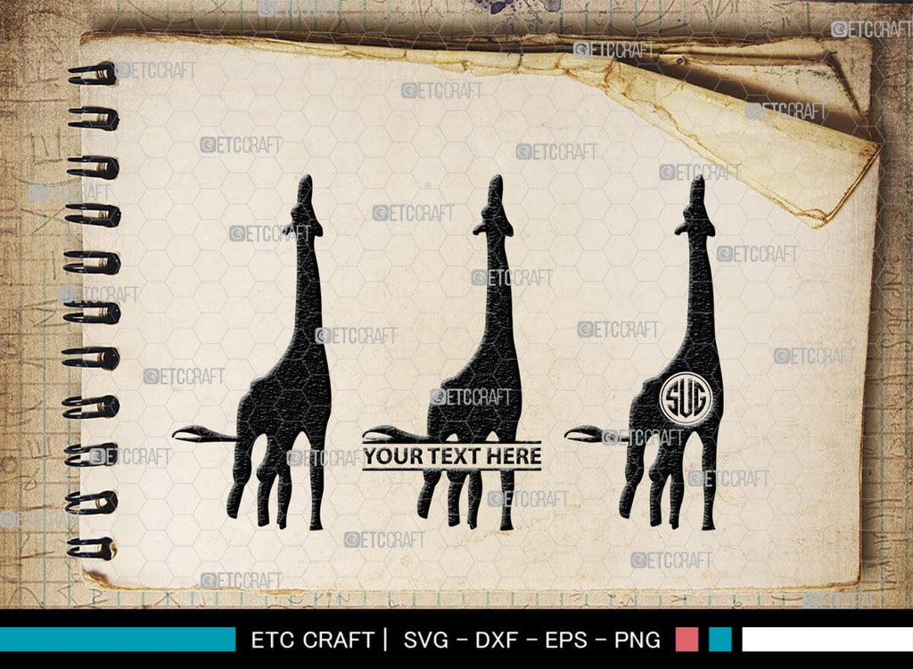 Giraffe Monogram, Giraffe Silhouette, Giraffe SVG, Camelopard Svg ...