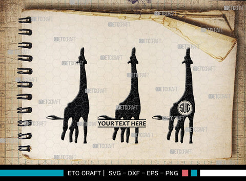 Giraffe Monogram, Giraffe Silhouette, Giraffe SVG, Camelopard Svg, Safari Animals Svg, Wildlife Svg, SB00270 SVG ETC Craft 